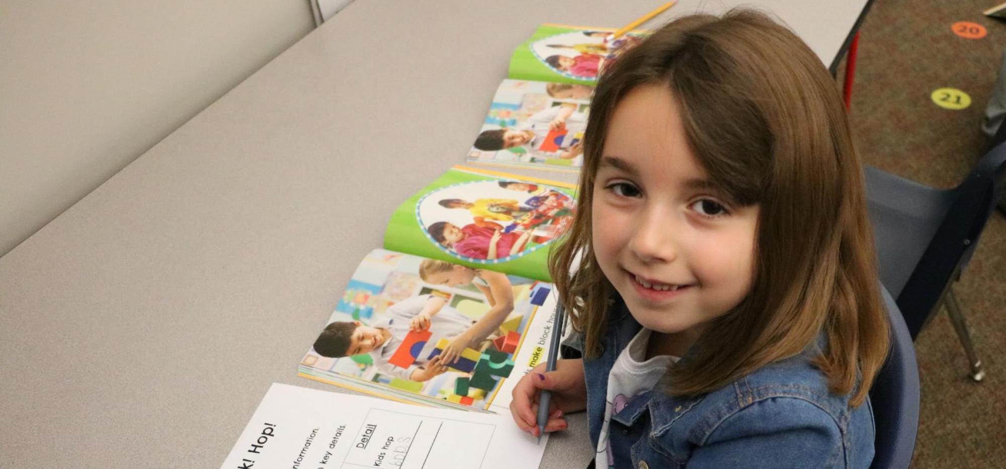 Student in 1st grade reading